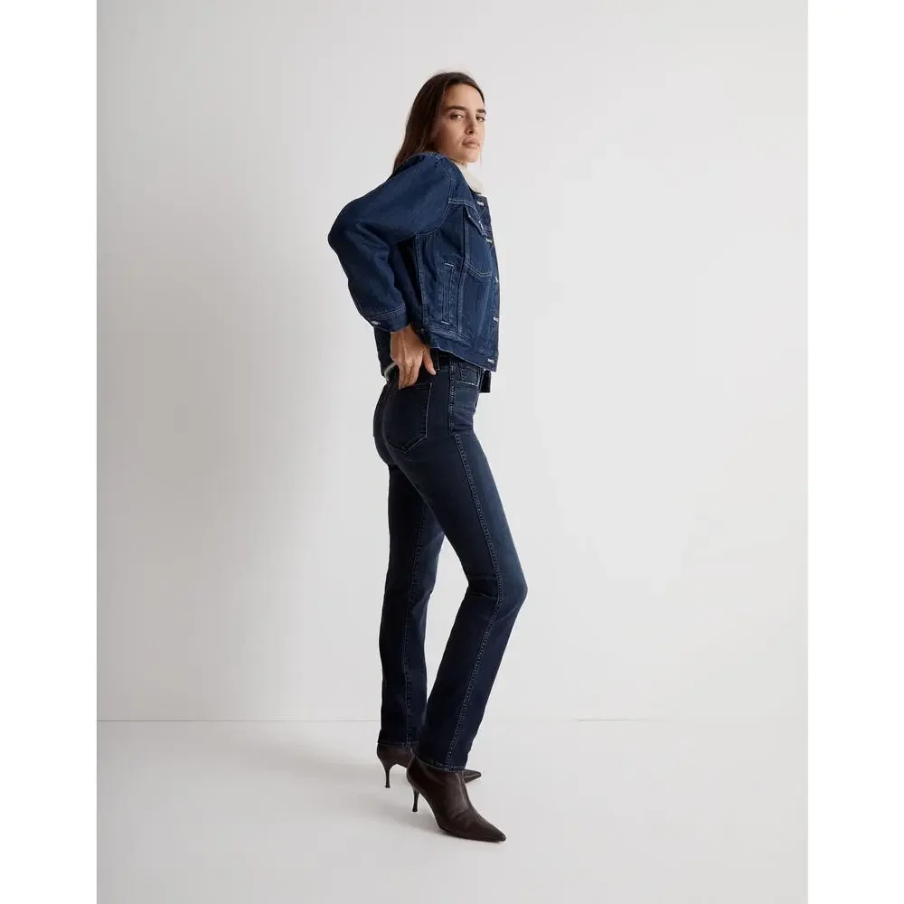 Madewell Cropped Sherpa Denim Trucker Jacket Medium Oversized Western Americana - Picture 13 of 16
